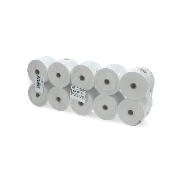 ROLLO PAPEL TERMICO PAQUETE 57 MM X 70 MT 55 GR 10 UN (6852071620816)