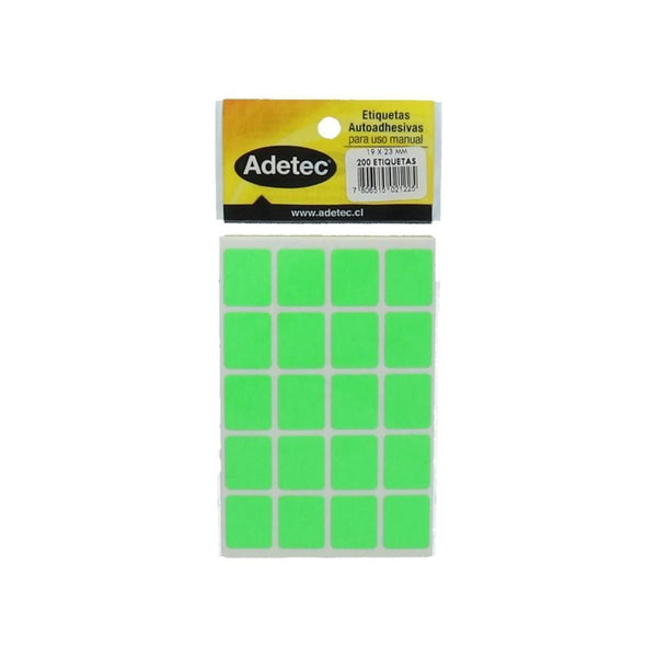 ETIQUETA COLOR VERDE 19 X 23 MM 200 UN (6852016079056)