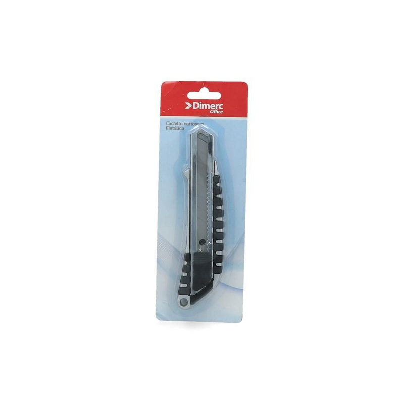 CUCHILLO CARTONERO METALICO CON GRIP GRANDE HOJA 18 MM (6852010082512)