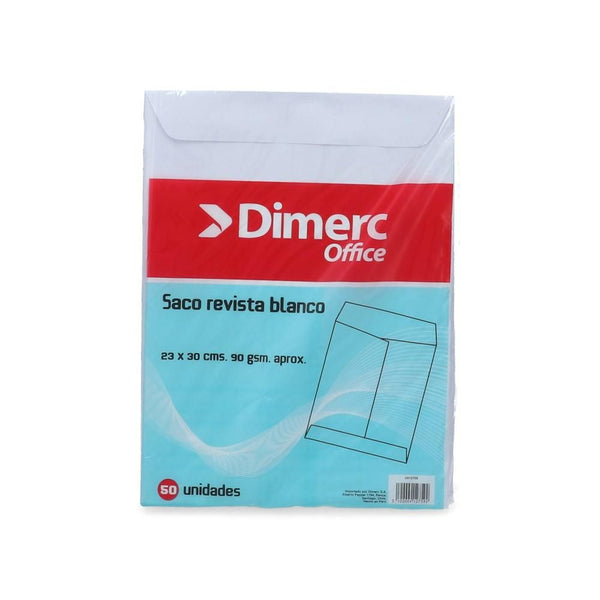 SOBRE SACO DIMERC REVISTA 90 GR BLANCO 50 UN (6852077125840)