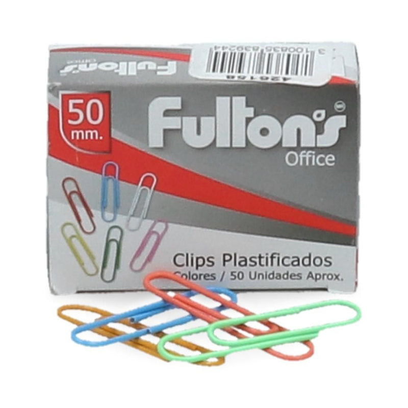 CLIPS PLASTIFICADO 50 MM COLORES SURTIDOS 50 UN (6852004413648)