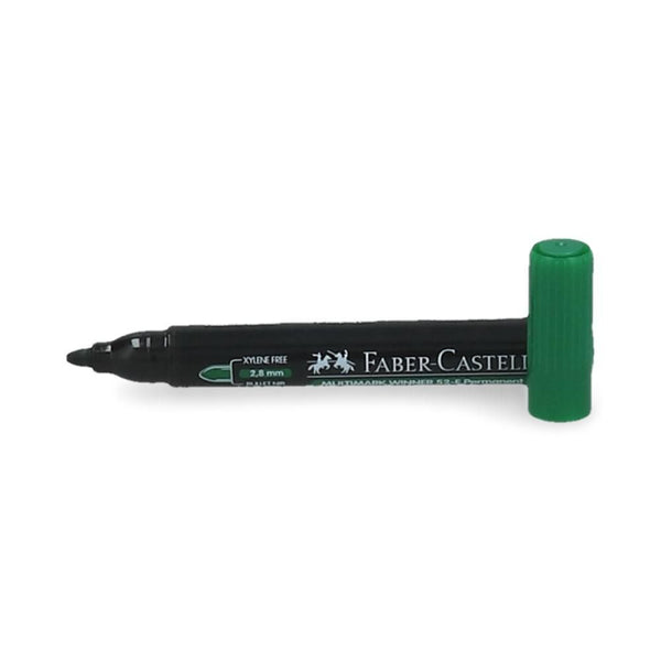 MARCADOR PERMANENTE DESECHABLE VERDE PUNTA REDONDA 52 FABER CASTELL (6851937894608)