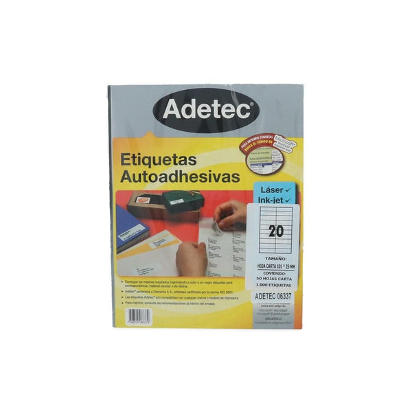 ETIQUETA INK JET/LASER ADETEC 101X25 MM 1000 UN50H (6852034527440)