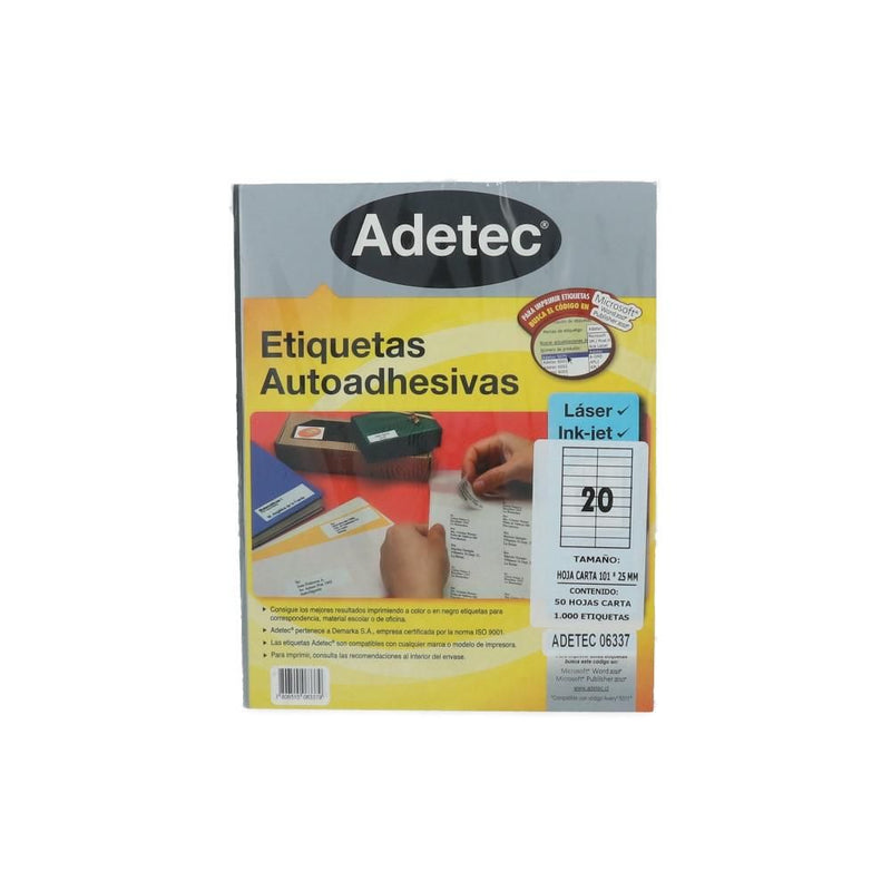 ETIQUETA INK JET/LASER ADETEC 101X25 MM 1000 UN50H (6852034527440)