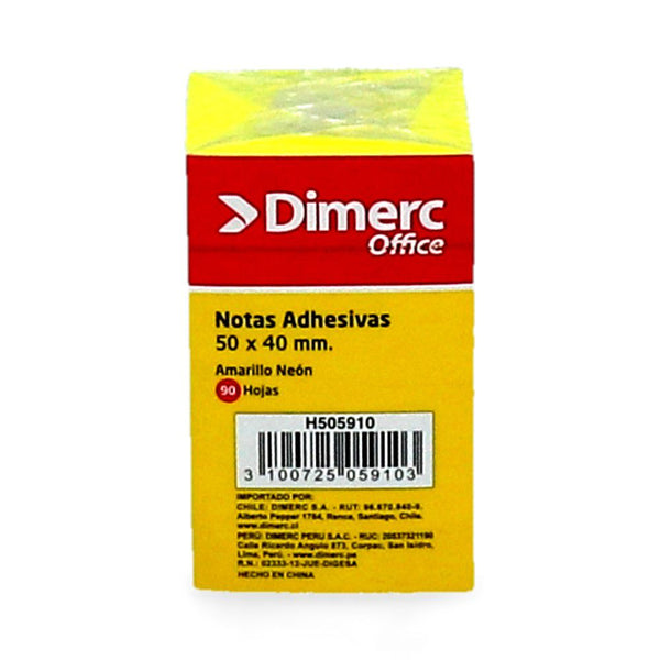 NOTA ADHESIVA 12 UN X 90 HOJAS 3.8 X 5.1 CM AMARILLO NEON 653 BLOCK (6851942809808)