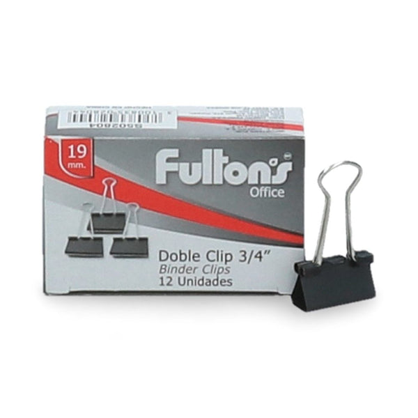 CLIPS DOBLE 12 UN 19 MM NEGRO 3/4 PULGADA (6852003365072)