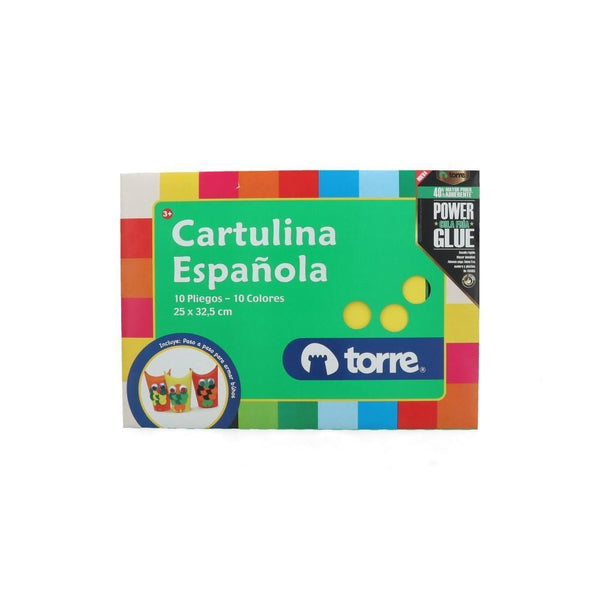 CARPETA CON PAPEL CARTULINA ESPAÃƒâ€˜OLA 10 PLIEGOS 10 COLORES 25X32.5 CM (6852053827792)