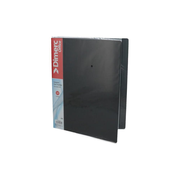 CARPETA CON FUNDAS CARTA/A4 10 UN NEGRO (6851992453328)