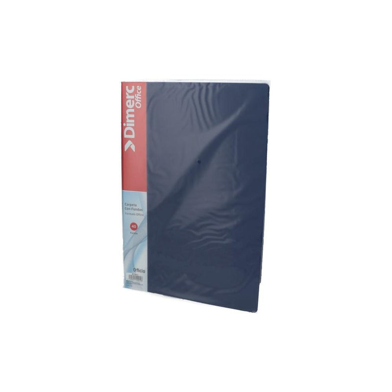 CARPETA CON FUNDAS OFICIO 40 UN AZUL (6851989209296)