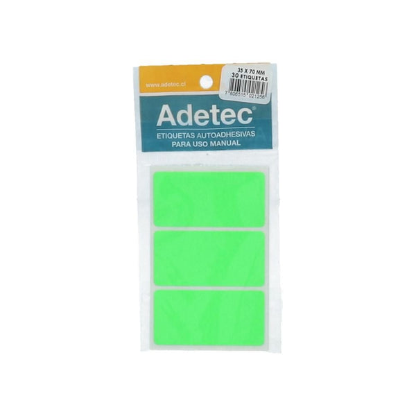 ETIQUETA COLOR VERDE 35 X 70 MM 30 UND (6852015915216)