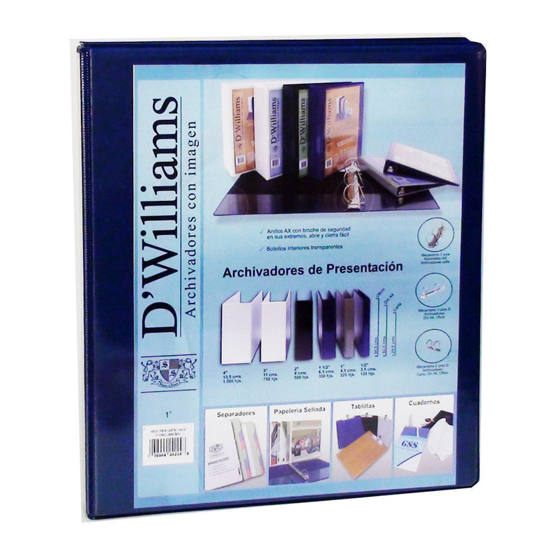 ARCHIVADOR CATALOGO CARTA 2 AROS 1.0 AZUL 250 HJ (6851980951760)