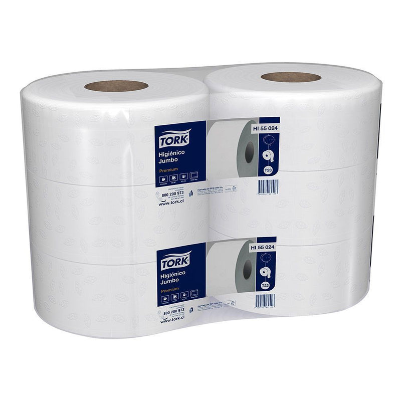 PAPEL HIGIENICO JUMBO DOBLE HOJA 250 MT 6 ROLLOS PREMIUM (6851952345296)