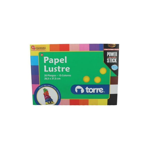 CARPETA CON PAPEL LUSTRE 20 PLIEGOS 15 COLORES 26.5X37.5 CM (6852054024400)