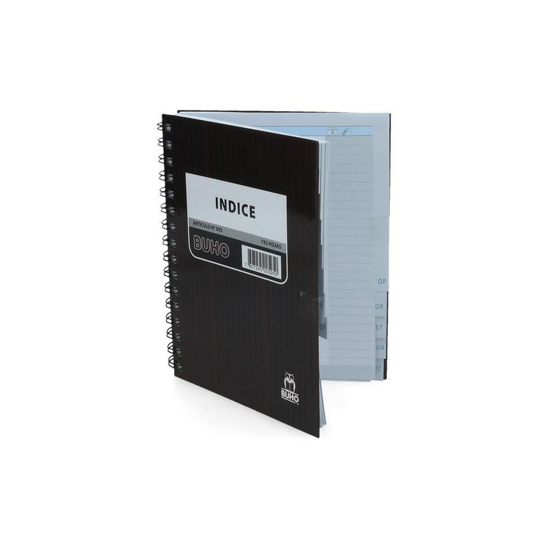 CUADERNO INDICE ALFABETICO 1/2 OFICIO COMPOSICION 192 HOJAS PLASTICO (6852066607312)