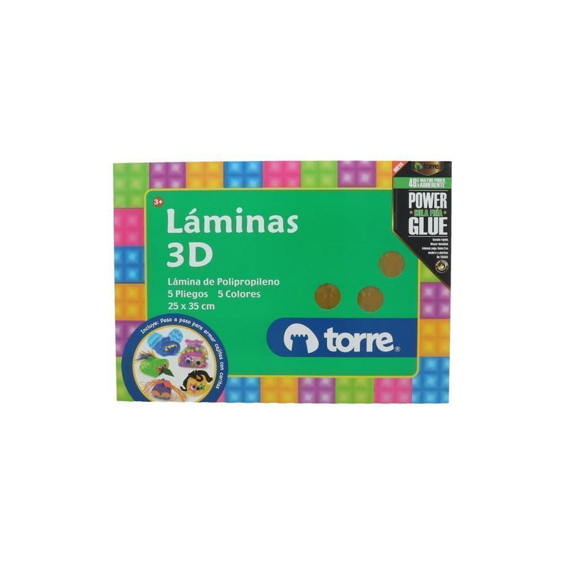 Carpeta Con Laminas 3D 25 X 35 cm 5 Pliegos 5 Colores