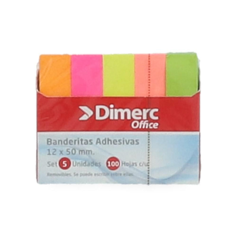 BANDERITAS ADHESIVAS 5 COLORES 100 UN NEON (6851941761232)