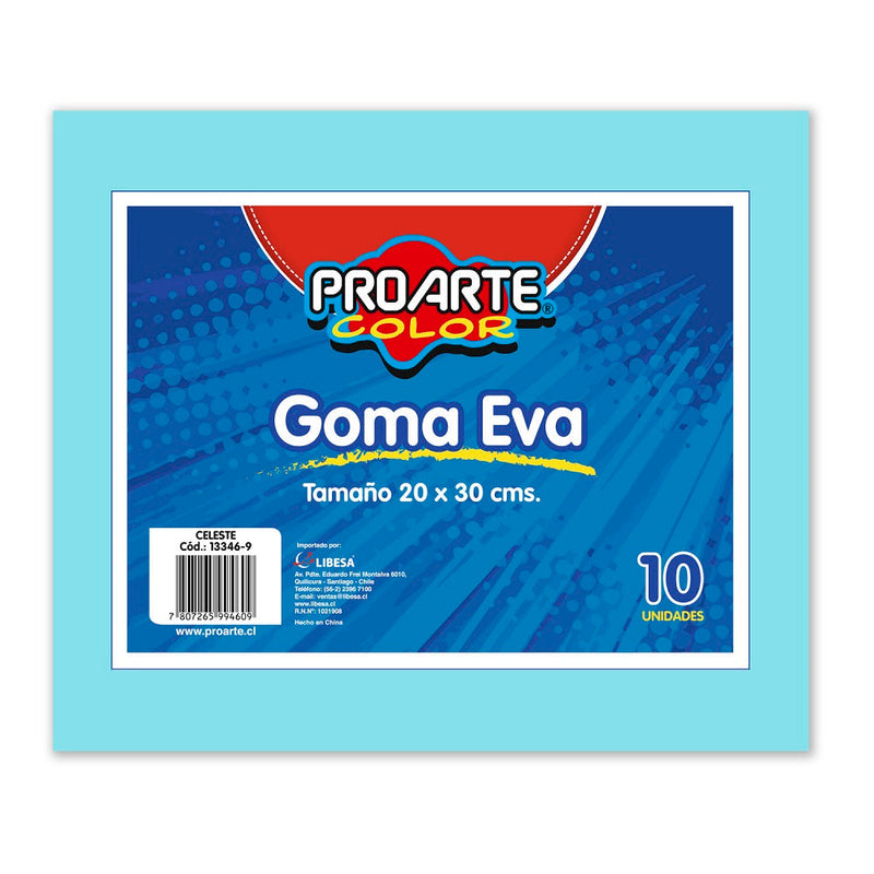 GOMA EVA CELESTE 20 X 30 CM 10 HOJAS