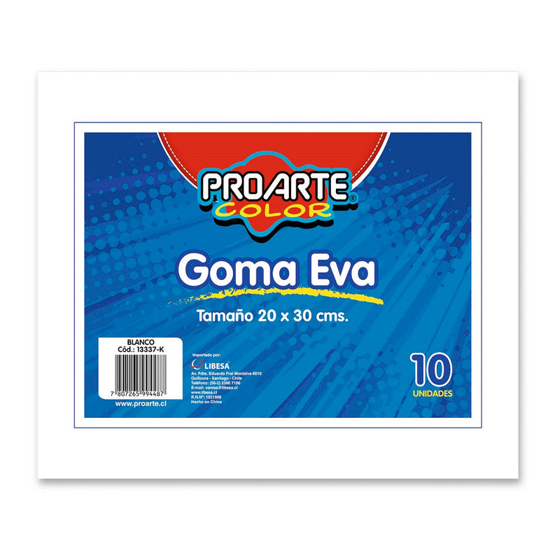 GOMA EVA BLANCO 20 X 30 CM 10 HOJAS