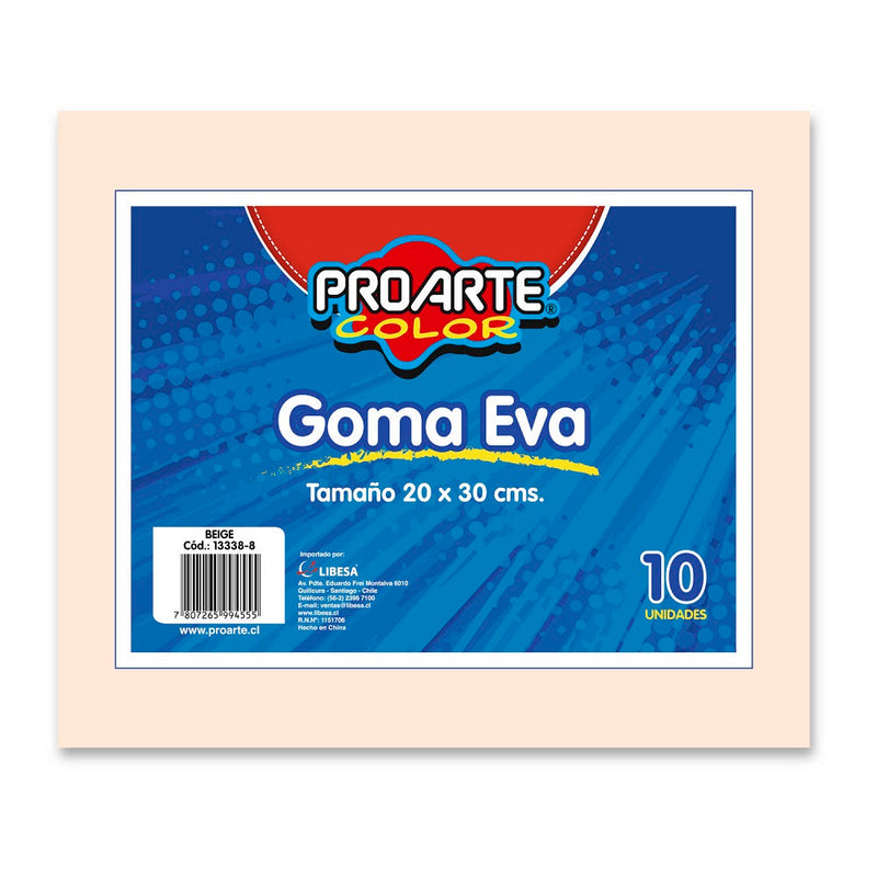 GOMA EVA BEIGE 20 X 30 CM 10 HOJAS