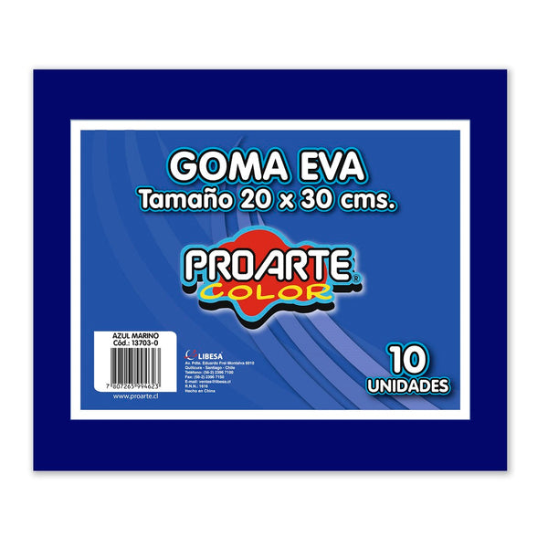 GOMA EVA AZUL MARINO 20 X 30 CM 10 HOJAS