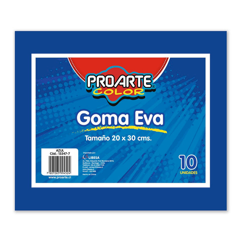 GOMA EVA AZUL 20 X 30 CM 10 HOJAS