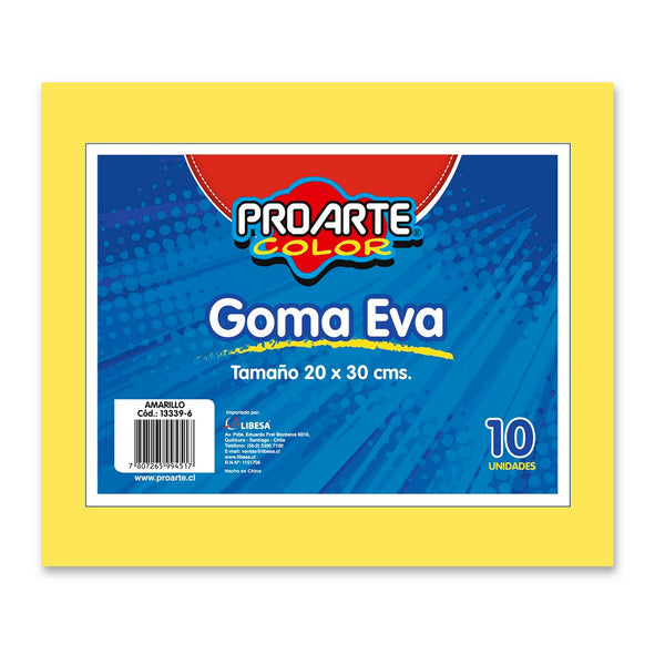 GOMA EVA AMARILLO 20 X 30 CM 10 HOJAS