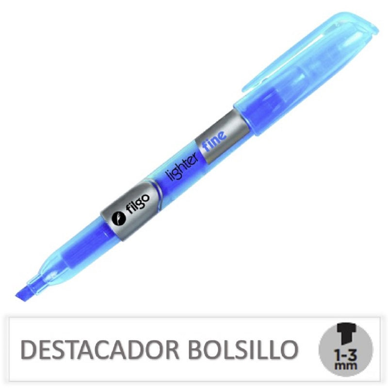 Destacador Bolsillo Celeste Flúor