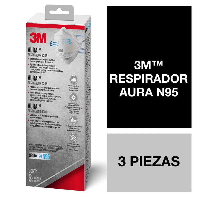 Respirador Aura 9205 (N95) 3 Un