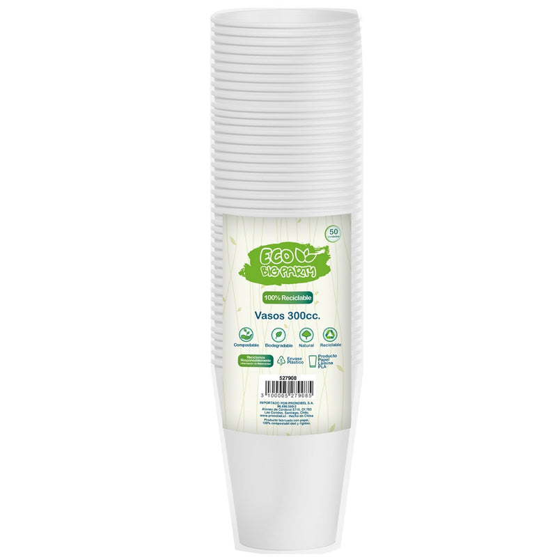 Vaso Blanco 10 Oz Plastico Eco 50 Un