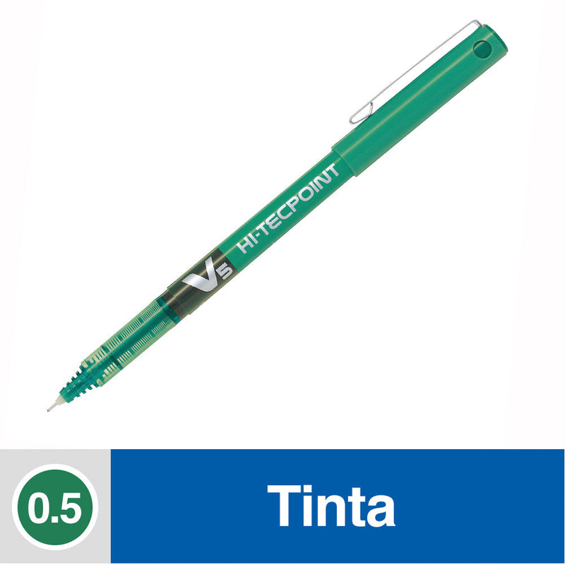 LAPIZ TINTA 0.5 MM PUNTA FINA VERDE HI TECPOINT V5 (6852023353552)