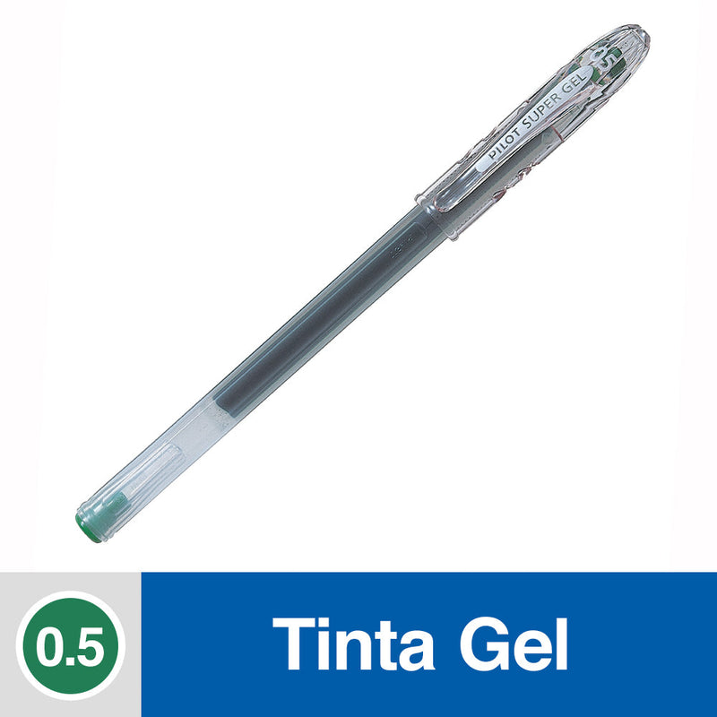 LAPIZ TINTA GEL 0.5 MM PUNTA FINA VERDE SUPER GEL (6852068344016)