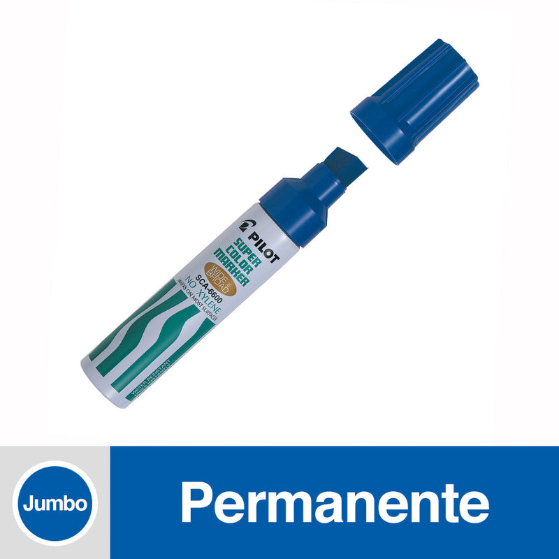 MARCADOR PERMANENTE PUNTA BISELADA SCA6600 COLOR AZUL RECARGABLE (6851938484432)