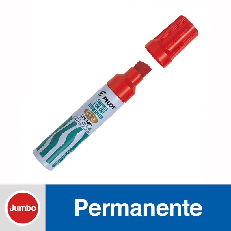 MARCADOR PERMANENTE PUNTA BISELADA SCA6600 COLOR ROJO RECARGABLE (6851937140944)