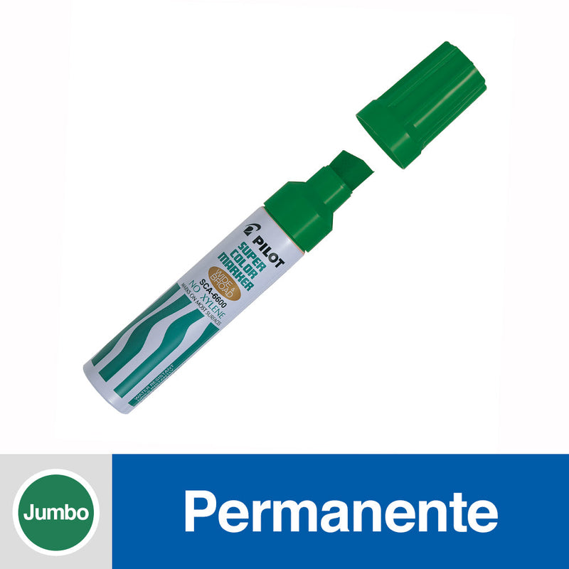 MARCADOR PERMANENTE PUNTA BISELADA SCA6600 COLOR VERDE RECARGABLE (6852068704464)