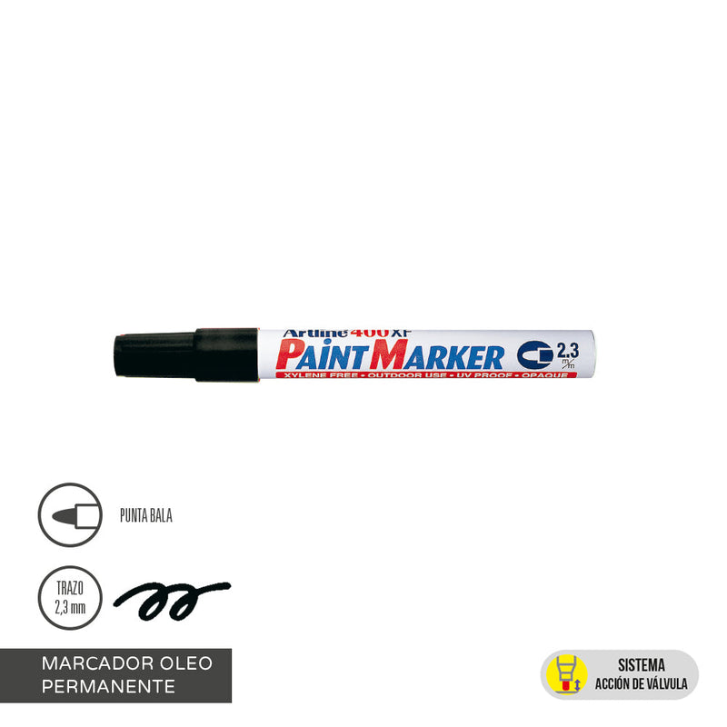 MARCADOR PERMANENTE OLEO PUNTA REDONDA 400 NEGRO (6851934159056)