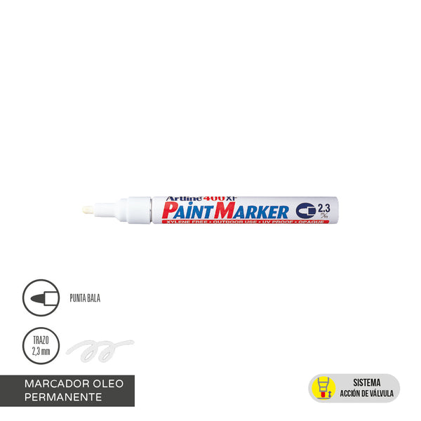 MARCADOR PERMANENTE OLEO PUNTA REDONDA 400 COLOR BLANCO (6851930882256)