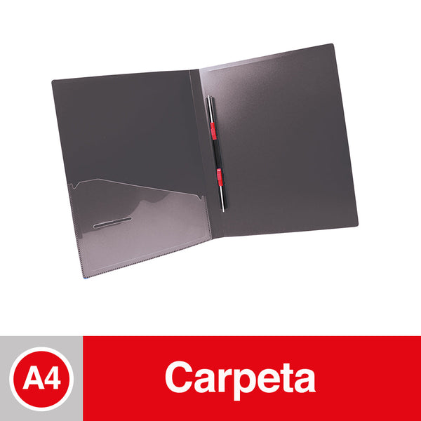 CARPETA VINIL CON GUSANO A4 612 NEGRO (6851994517712)