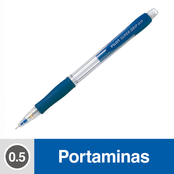 PORTAMINA 0.5 MM SUPER GRIP TRANSPARENTE AZUL (6851961422032)