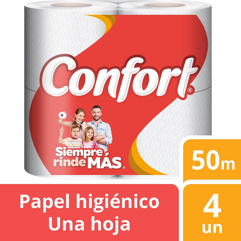 PAPEL HIGIENICO GOFRADO HOJA SIMPLE 50 MT 4 ROLLOS (6851951558864)