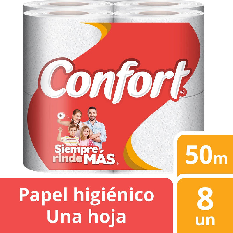 PAPEL HIGIENICO HOJA SIMPLE 50 MT 8 ROLLOS (6851951034576)