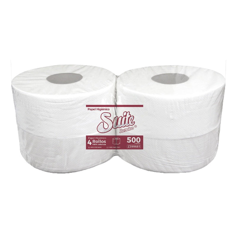 PAPEL HIGIENICO JUMBO HOJA SIMPLE 500 MT 4 ROLLOS EXTRA BLANCO (6852046029008)