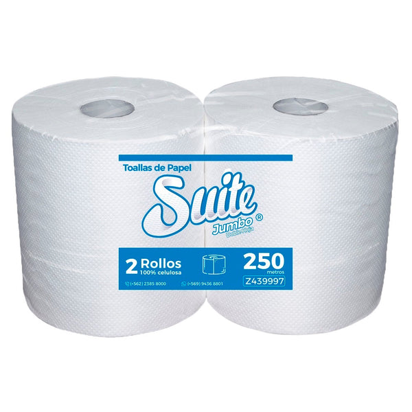 Toalla Papel Hoja Simple 250 Mt 2 Rollos Jumbo