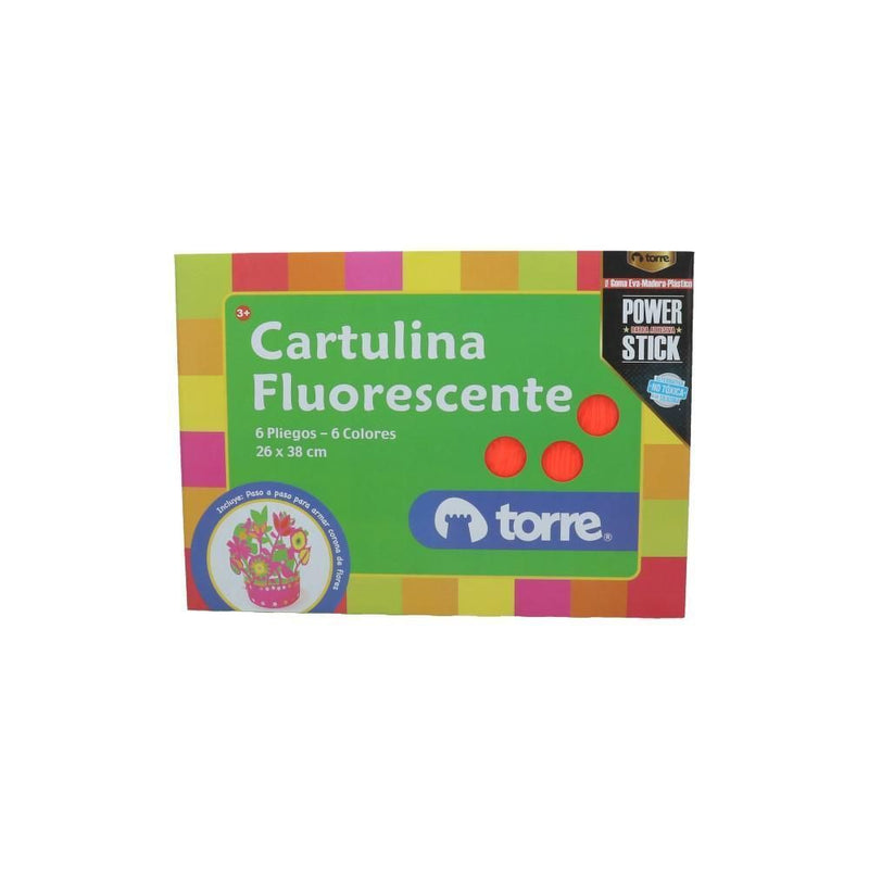 Carpeta Con Papel Cartulina Fluorescente 26 X 38 cm 6 Pliegos 6 Colores