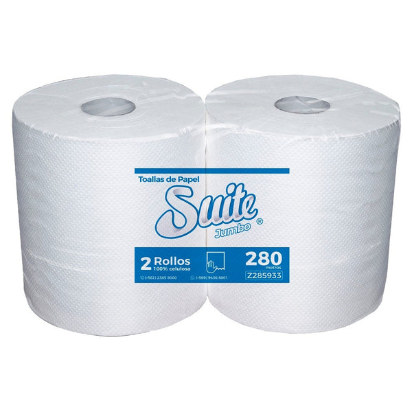 TOALLA PAPEL JUMBO 2X280 MT HOJA SIMPLE EXTRA BLANCA (6851969450192)