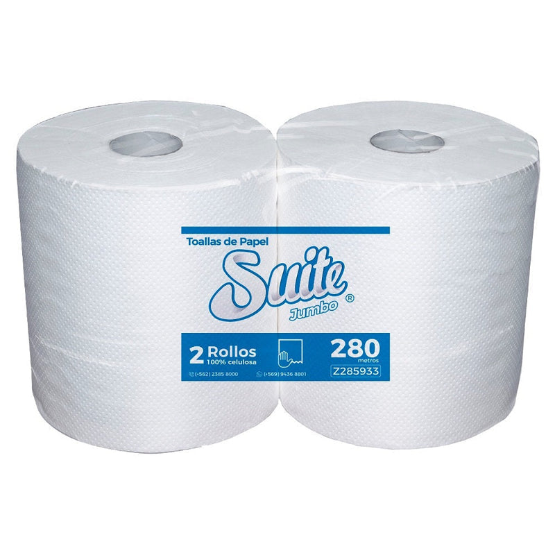 Toalla Papel Jumbo 2X280 Mt Hoja Simple Extra Blanca